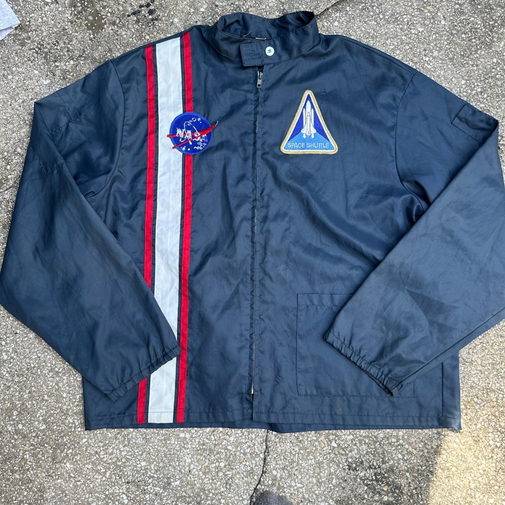 Vintage Pla-Jac NASA Space Shuttle Challenger Memorial Jacket Navy XL USA Made